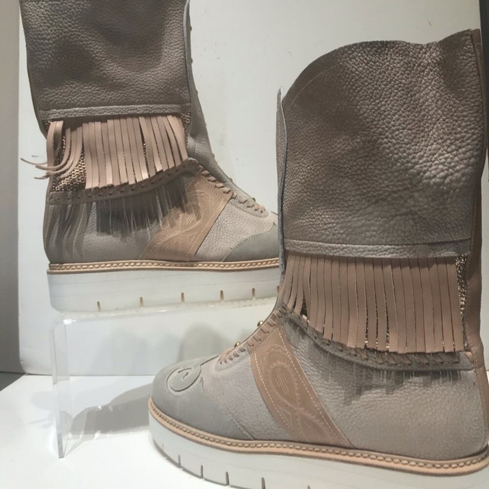 St Germain beige & taupe 1 inch sole soft leather - Picture 2 of 5